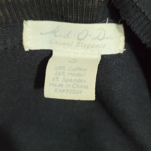 Mod-O-Doc Women's Sz S Black Waterfall Open Front Cardigan 3/4 Sleeve Lagenlook - Picture 10 of 13